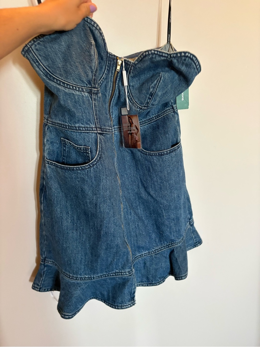 NWT- Self-Portrait Denim Strapless Sweetheart Mini Dress
